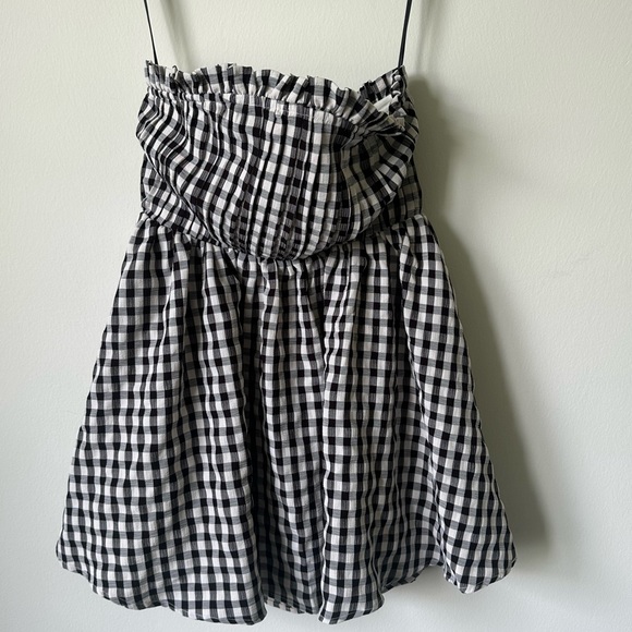 NWT NBD Tiffany Black & White Gingham Strapless Mini Dress Size XS - Picture 2 of 6